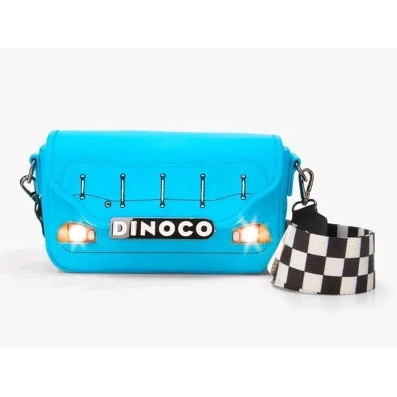 NWT Loungefly Disney Pixars Cars McQueen Dinoco Light-Up Crossbody Bag & WALLET - Picture 2 of 11